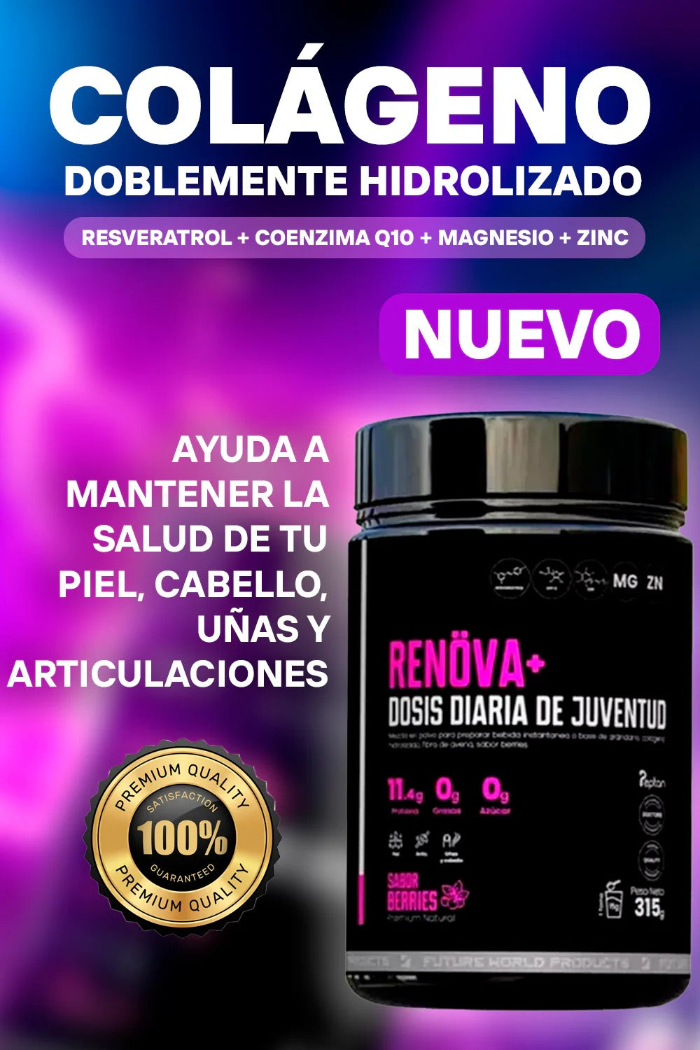 RENOVA+ COLAGENO DOBLEMENTE HIDROLIZADO🫐|ENVÍO GRATIS🚚